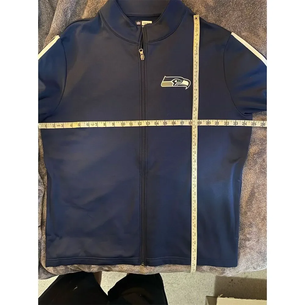 Seattle‎ Seahawks Men's Varsity Jacket Blue Full-Zip Size L fleece lined